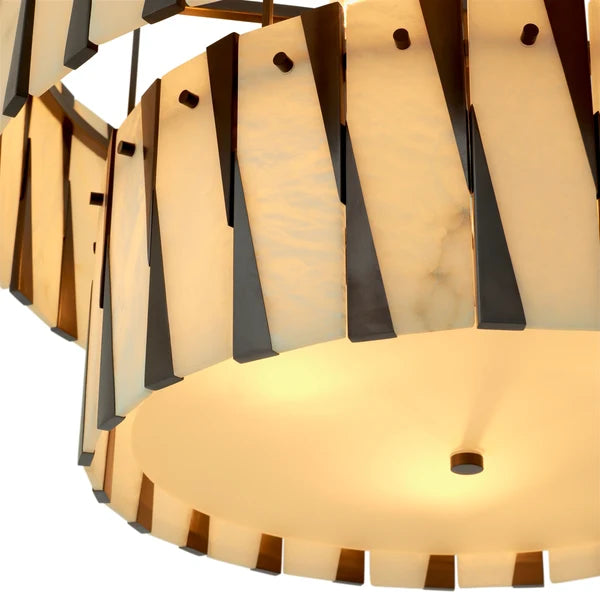 Rivington Chandelier creating a soft, atmospheric glow through natural alabaster