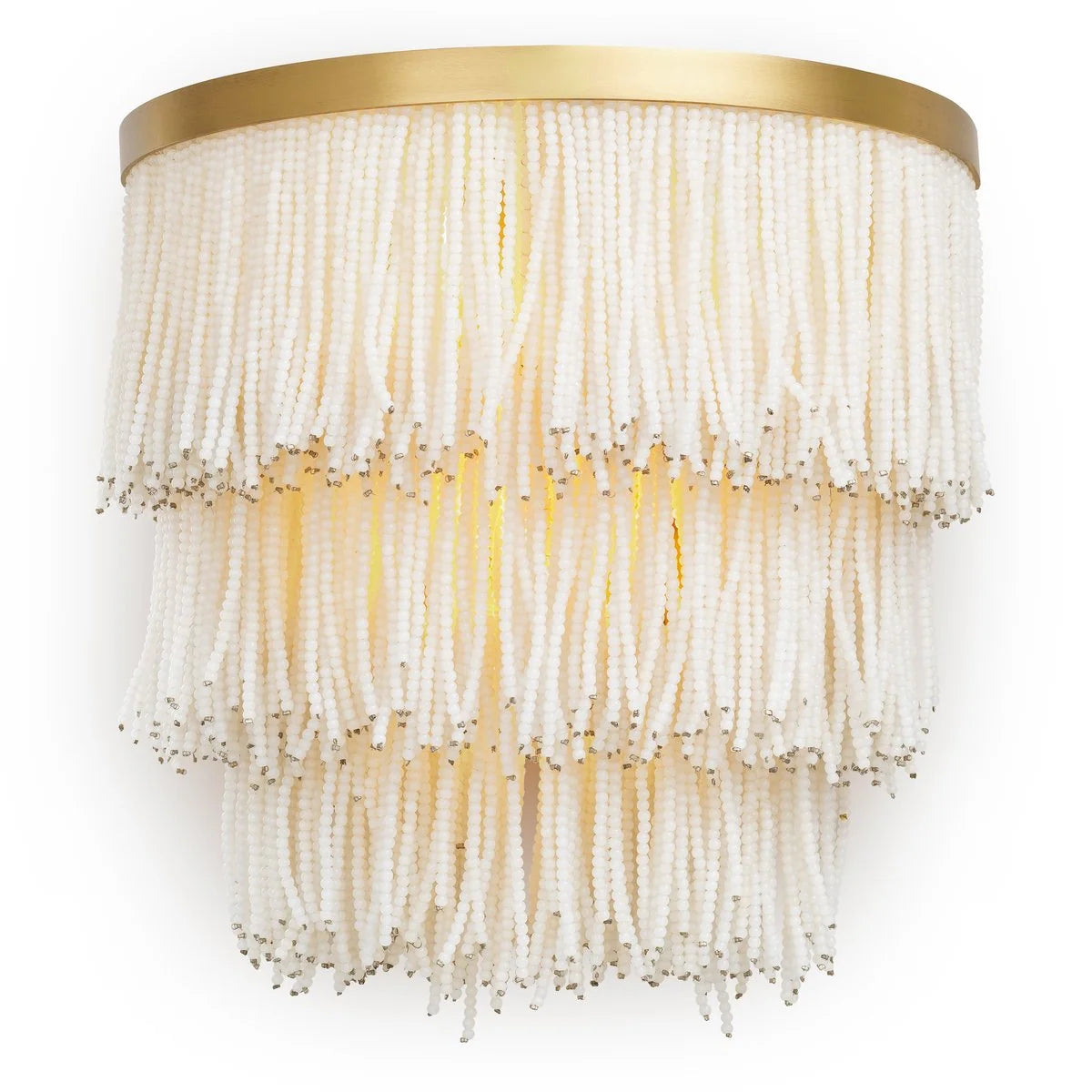Close-up of the Rosaline Wall Lamp highlighting its individually strung white glass beads.