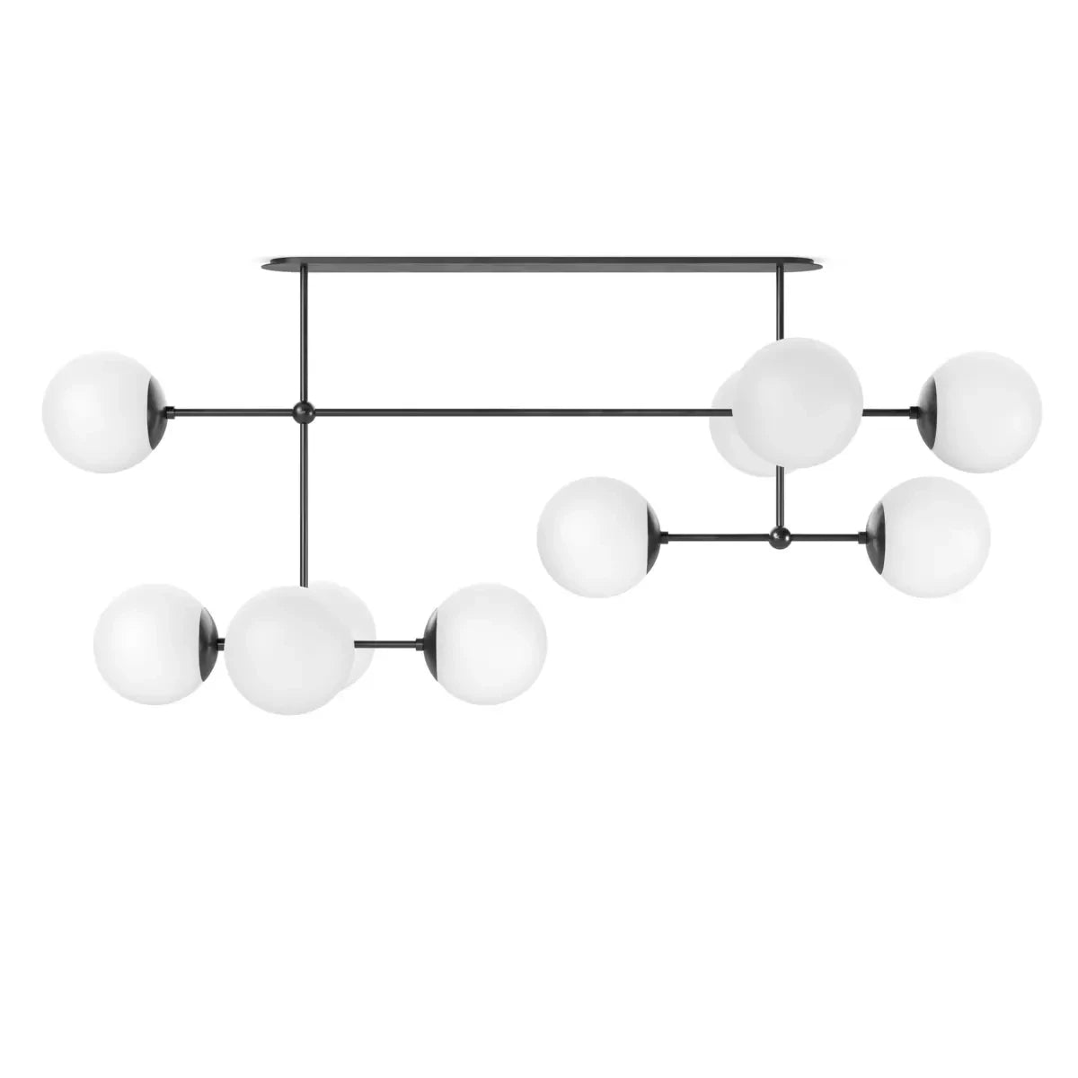 Schwung B374 Armstrong Linear Chandelier with spherical glass shades