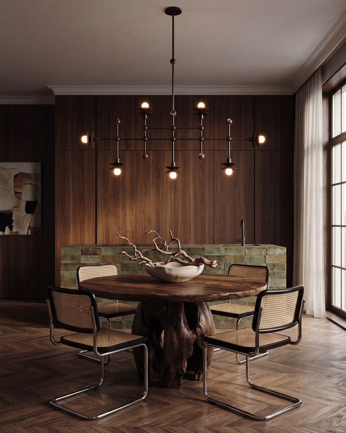 Schwung Babylon Linear 7 Chandelier designer lighting detail