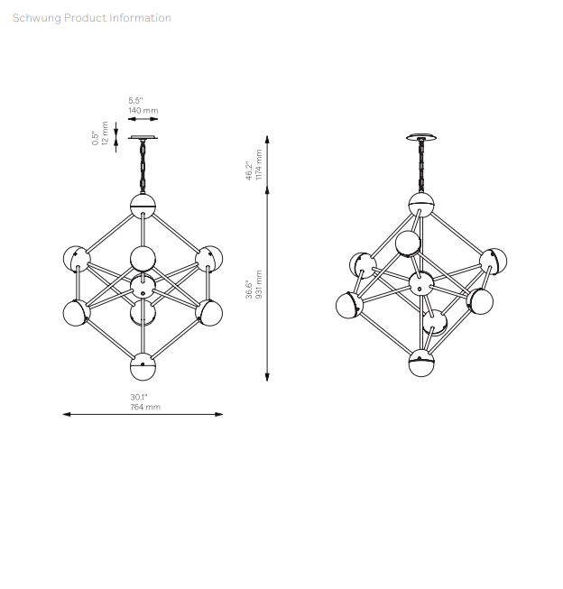 Schwung Molecule B215 spherical glass lampshade detail
