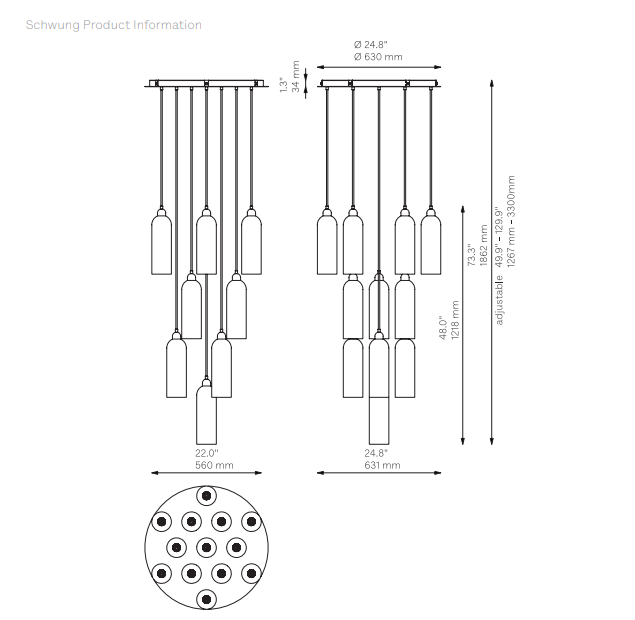 Schwung Odyssey Cluster 13 B160 dimensions and technical drawing