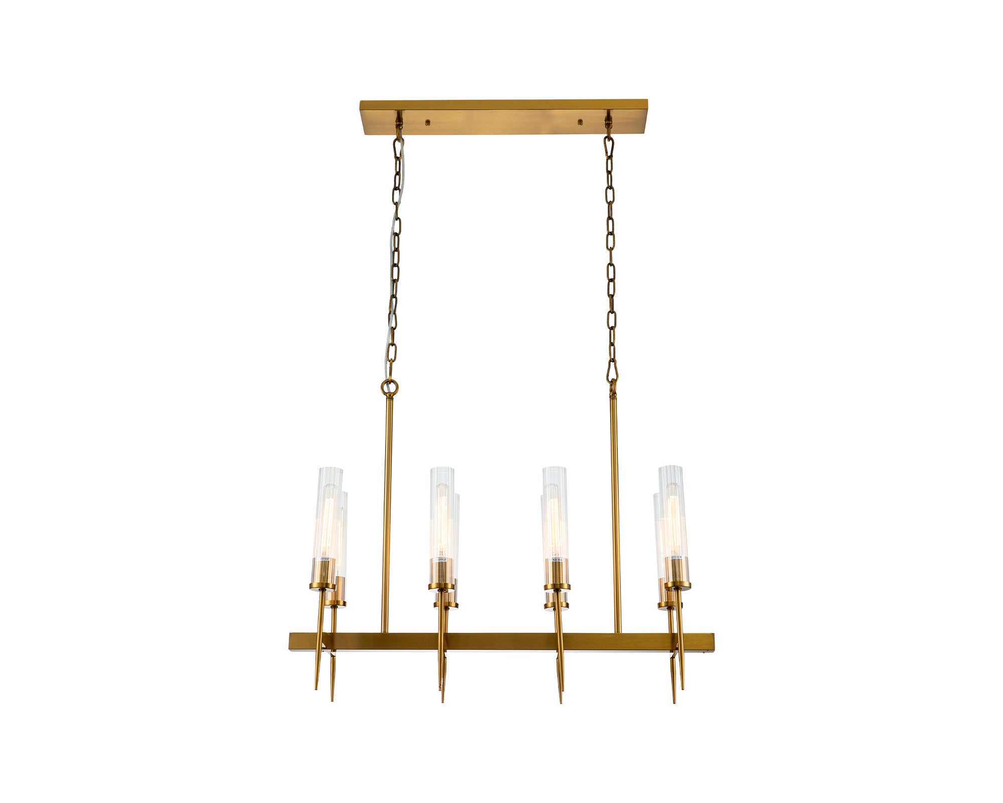Tilda Pendant Lamp - Liang & Eimil featuring eight clear glass tubes with an aged brass finish.