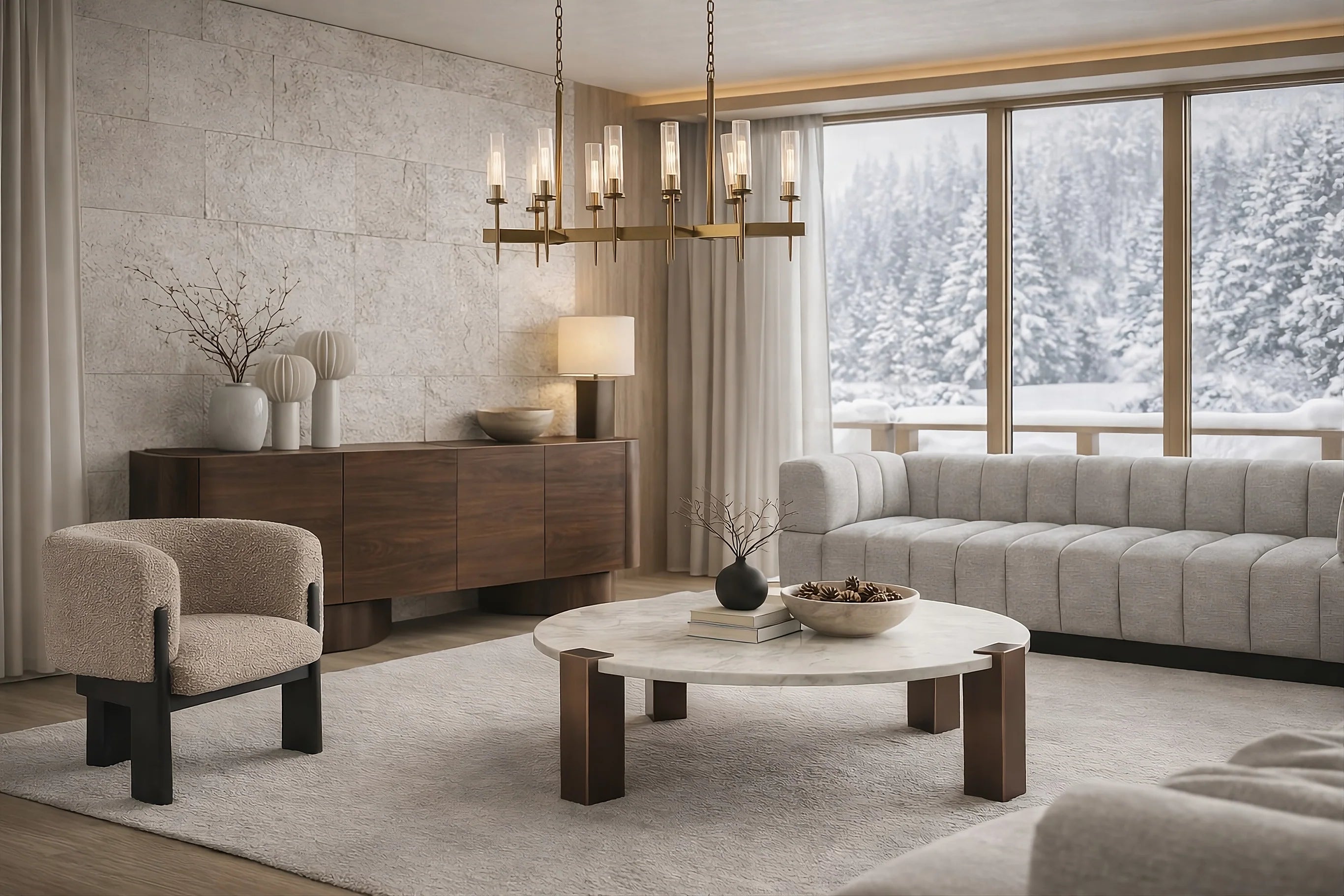 Tilda Pendant Lamp - Liang & Eimil featuring eight clear glass tubes with an aged brass finish.