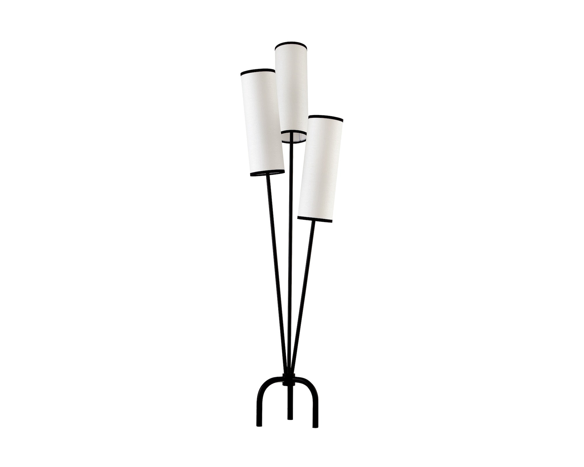 Trevi Floor Lamp by Liang & Eimil featuring a white linen shade with black borders and a black metal frame