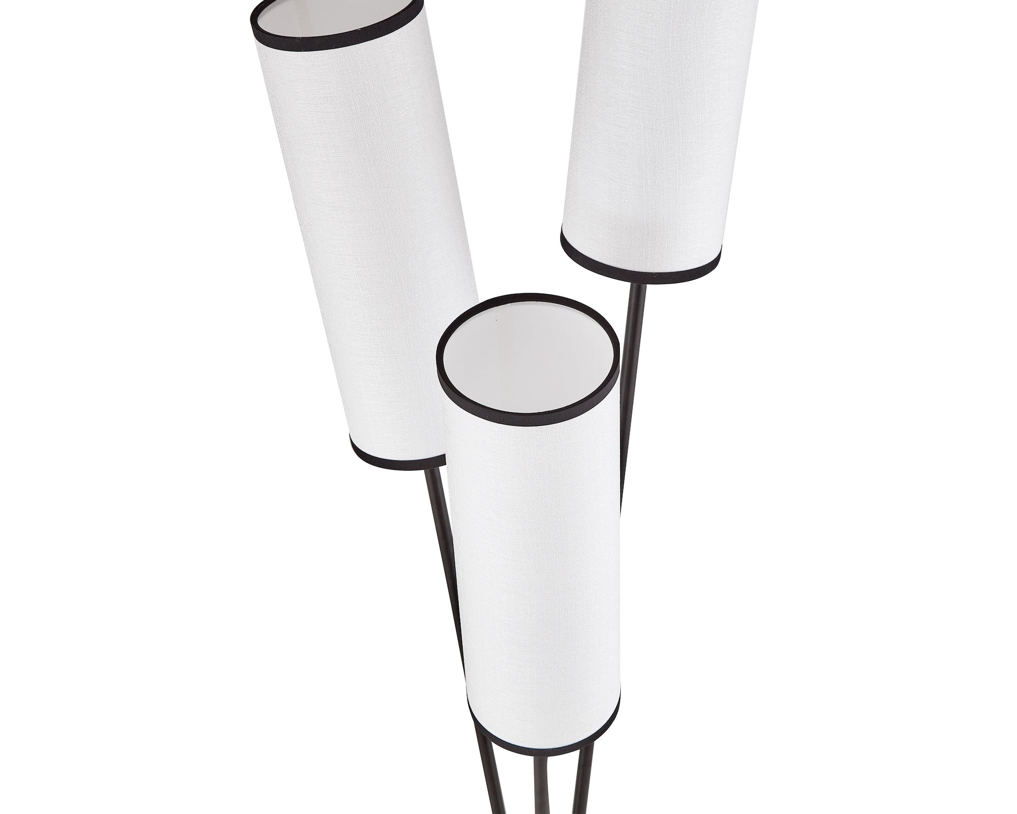 Trevi Floor Lamp by Liang & Eimil featuring a white linen shade with black borders and a black metal frame