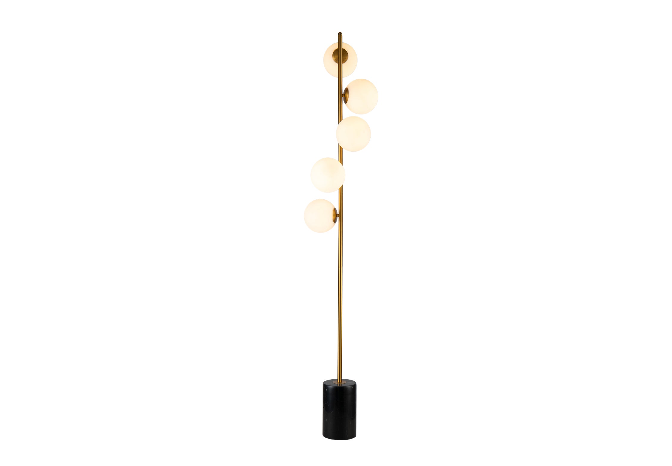 Vanessa Wall Light by Liang & Eimil featuring five opal glass globes with a brass finish