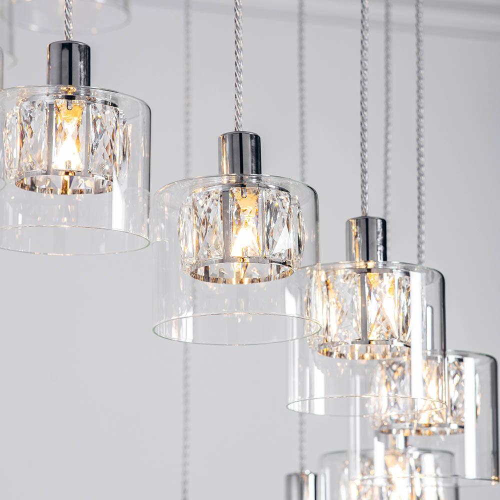 Close-up showcasing the high-quality faceted clear crystal details