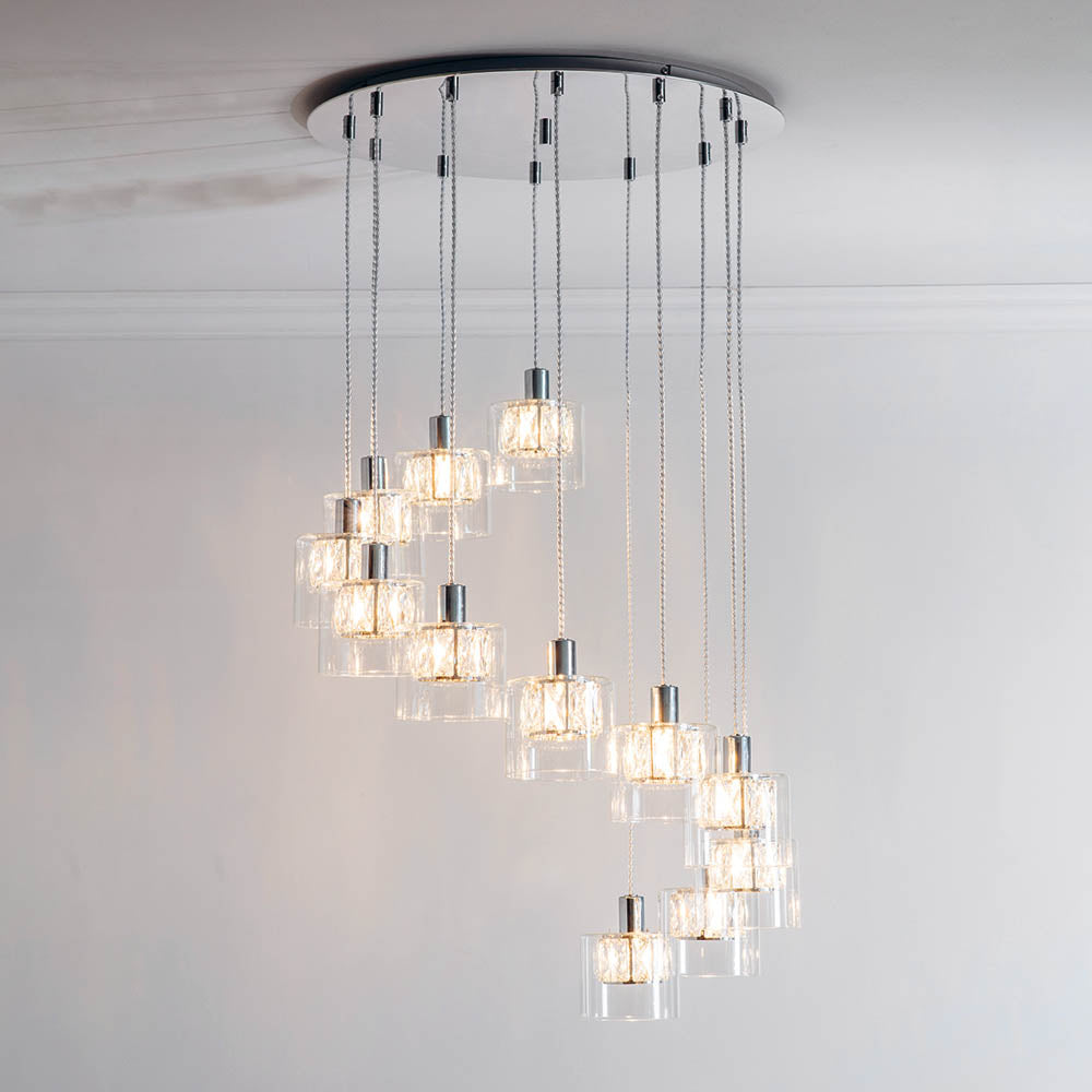 Verina 12Lt Pendant creating a sophisticated focal point above an elegant dining table