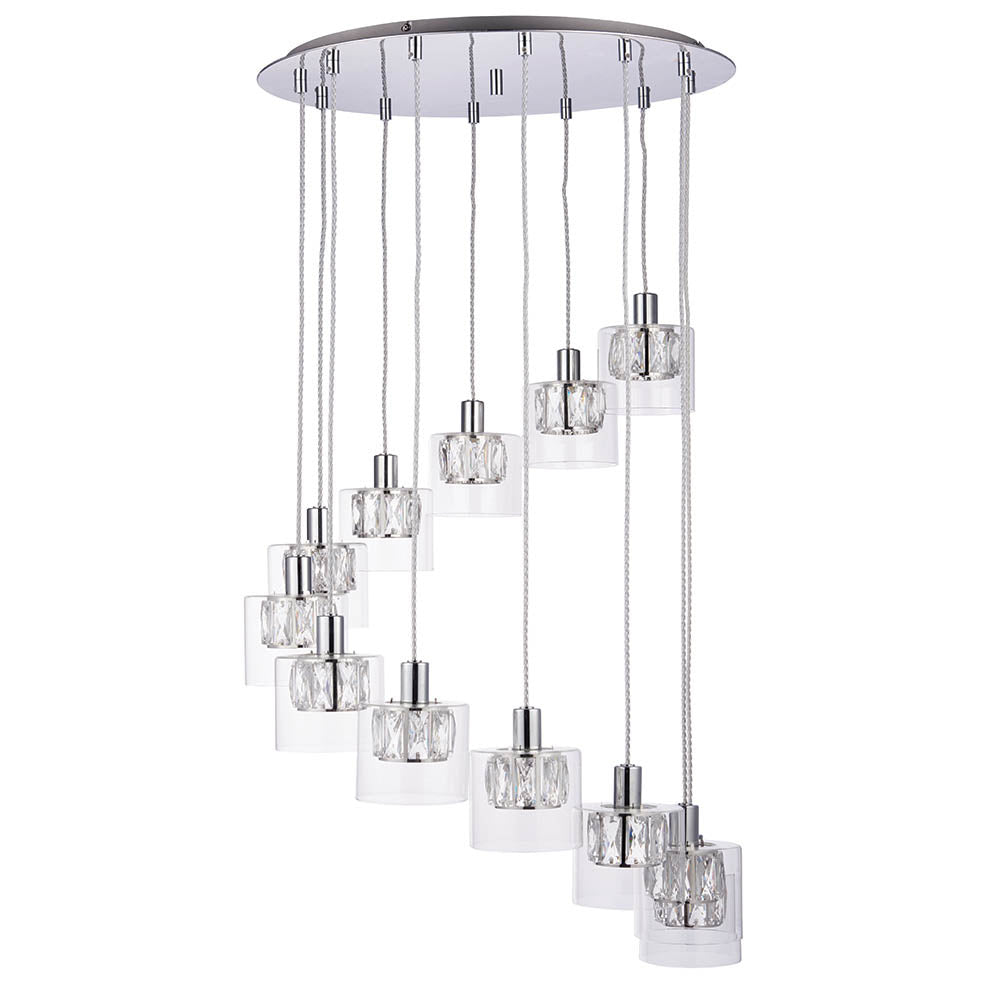 Verina 12Lt Pendant showcasing its height-adjustable clear suspension