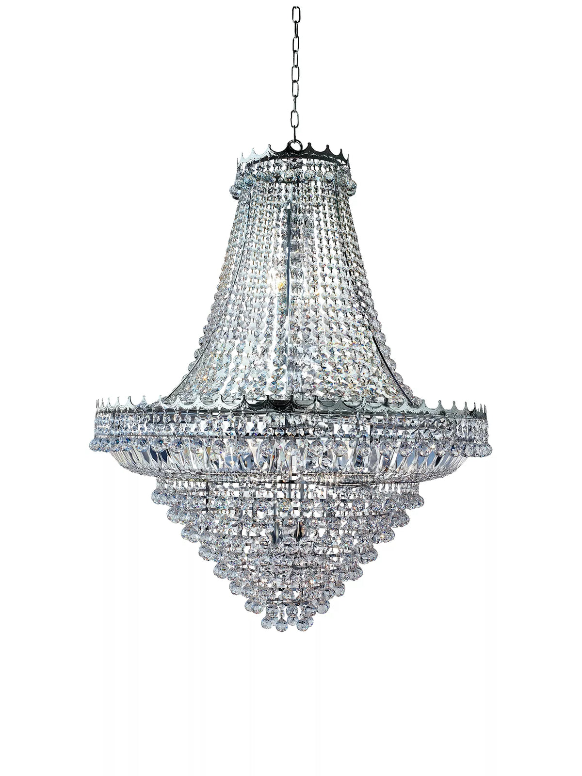Detailed view highlighting the two elegant chrome-finished decorative crowns
