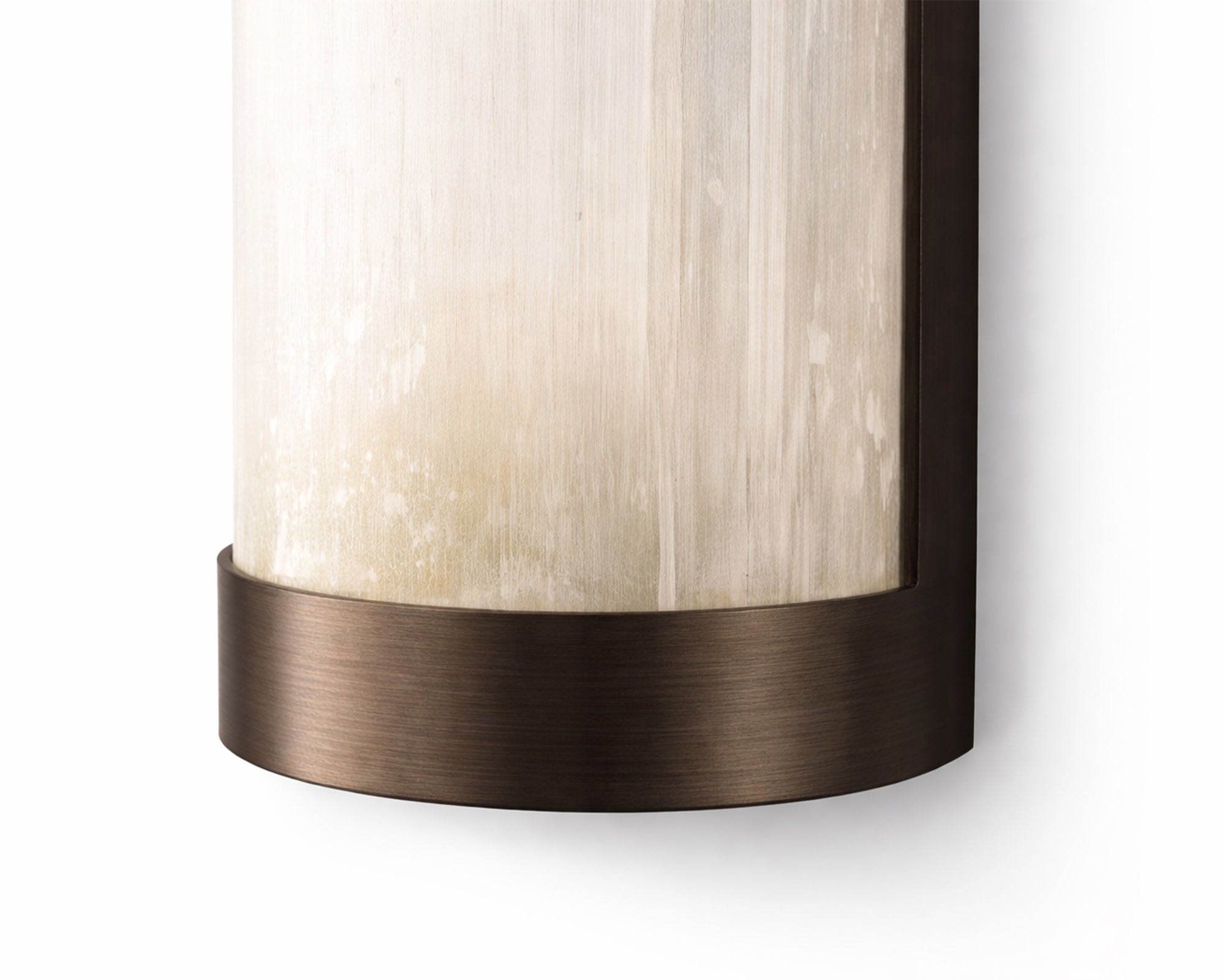 Vetra IP44 Wall Light by Liang & Eimil featuring genuine white selenite and brushed bronze detailing
