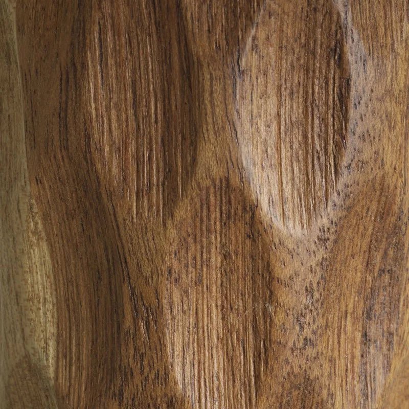 Close-up of the Vexley natural acacia wood structure showcasing its refined organic character