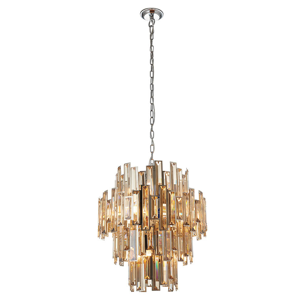 Refined polished chrome framework highlighting the luxurious character of the Viviana Pendant