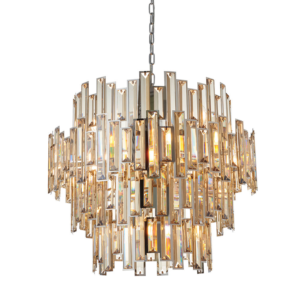 Close-up showcasing the tinted champagne-coloured bevelled crystal details
