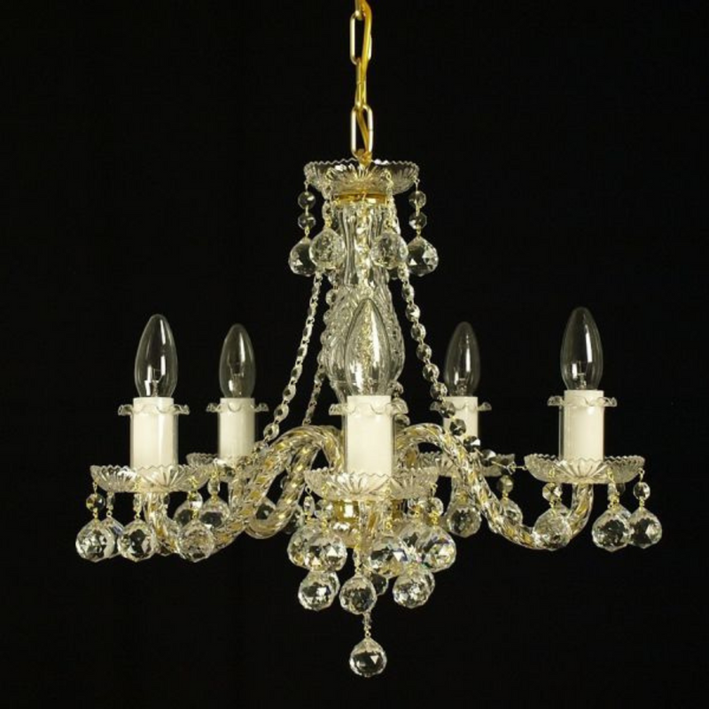 Grace 5 Crystal Glass Chandelier (Gold/Silver) - Wranovsky - Luxury Lighting Boutique